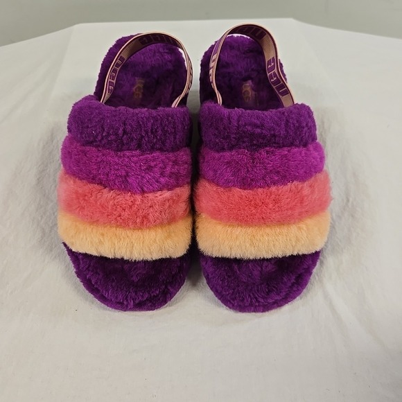 UGG Fluff Yeah Berrylicious  Slide Slippers Mules Size 6 Purple Magenta Pink - Picture 9 of 11